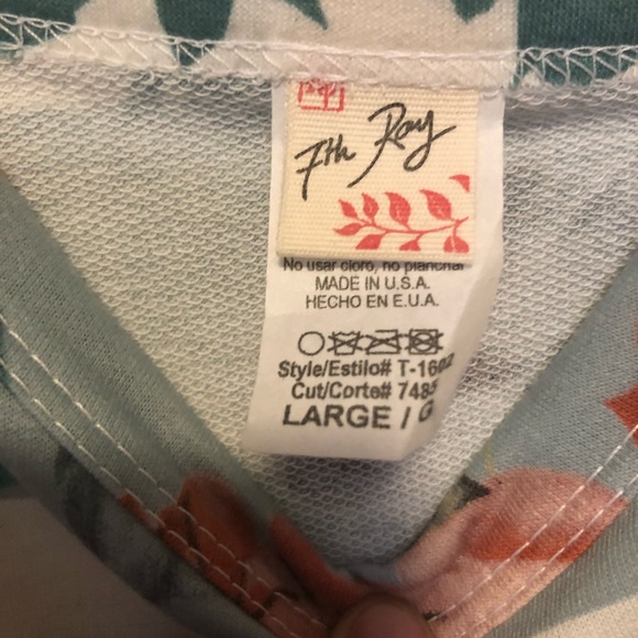 7th Ray Floral Twist knot striped tank top A-2 - Picture 3 of 5